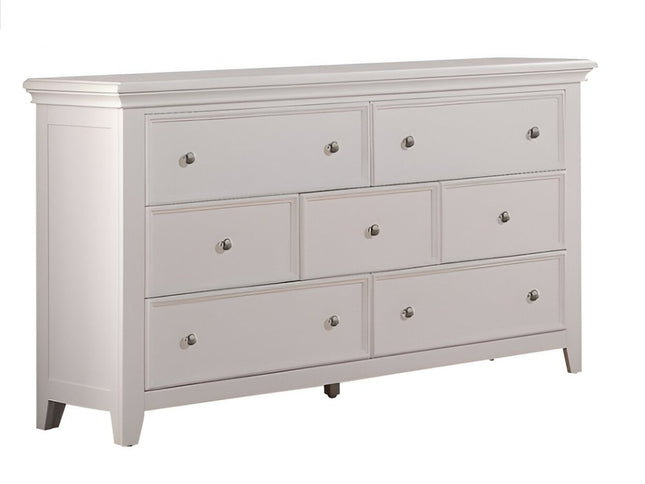58" White Solid Wood Seven Drawer Triple Dresser