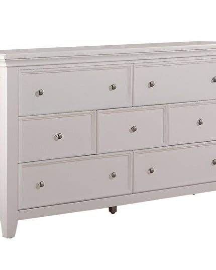 58" White Solid Wood Seven Drawer Triple Dresser