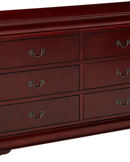 57" Brown Solid Wood Double Dresser