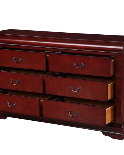 57" Brown Solid Wood Double Dresser