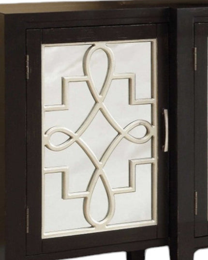 72" Gray And Silver Mirrored Wood Distressed Solid Console Table