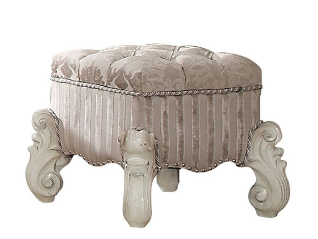 22" Ivory and Bone Fabric Floral Tufted Vanity Chair