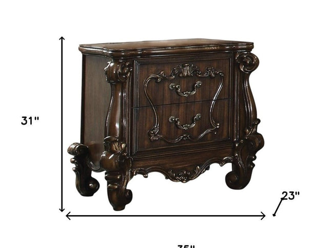 31" Brown Two Drawers Nightstand