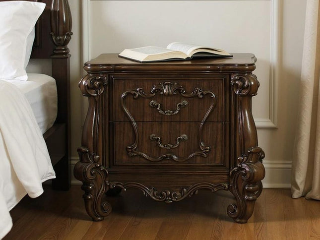 31" Brown Two Drawers Nightstand