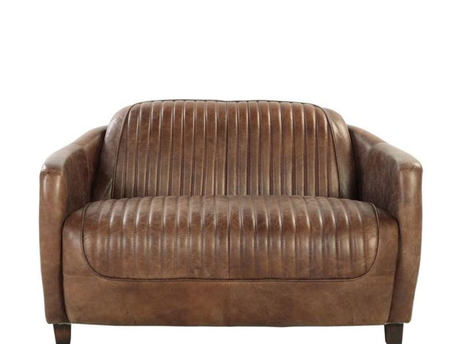 50" Brown Leather Loveseat