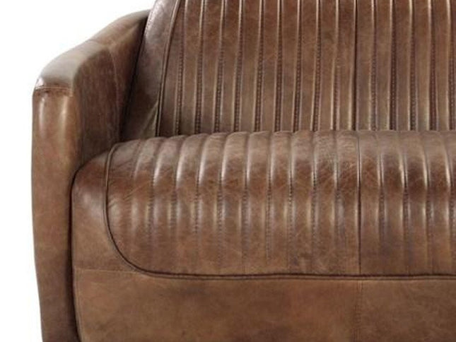 50" Brown Leather Loveseat