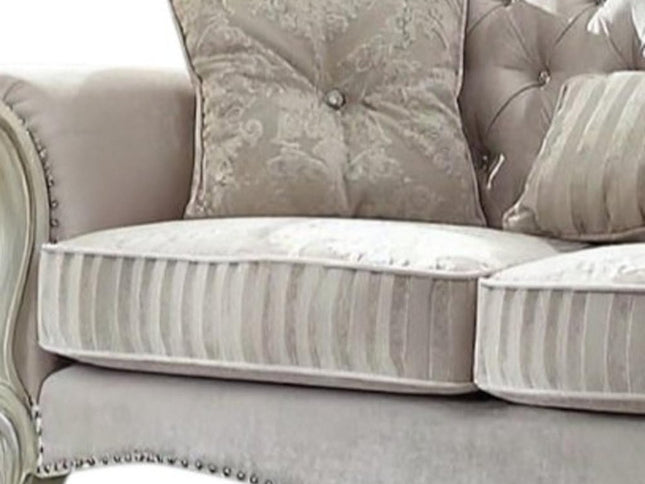 69" Ivory Chesterfield Loveseat and Toss Pillows