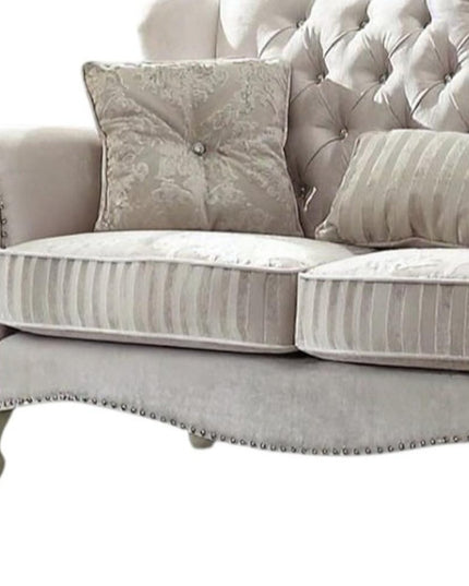 69" Ivory Chesterfield Loveseat and Toss Pillows