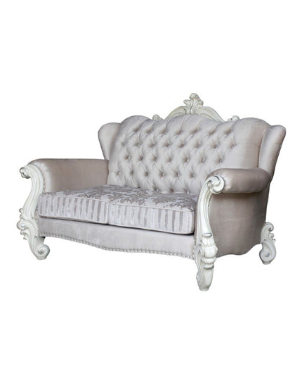 69" Ivory Chesterfield Loveseat and Toss Pillows