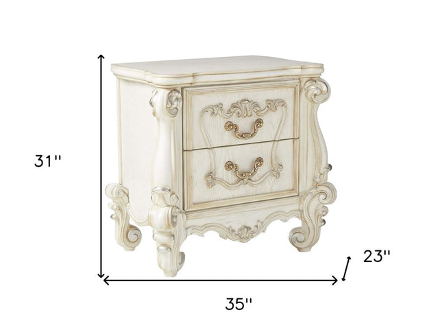 31" Brown Two Drawers Nightstand