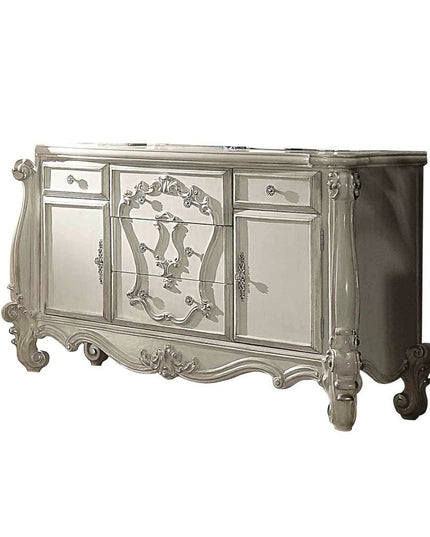 70" Bone White Solid Wood Six Drawer Combo Dresser