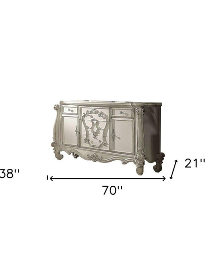 70" Bone White Solid Wood Six Drawer Combo Dresser