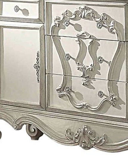 70" Bone White Solid Wood Six Drawer Combo Dresser