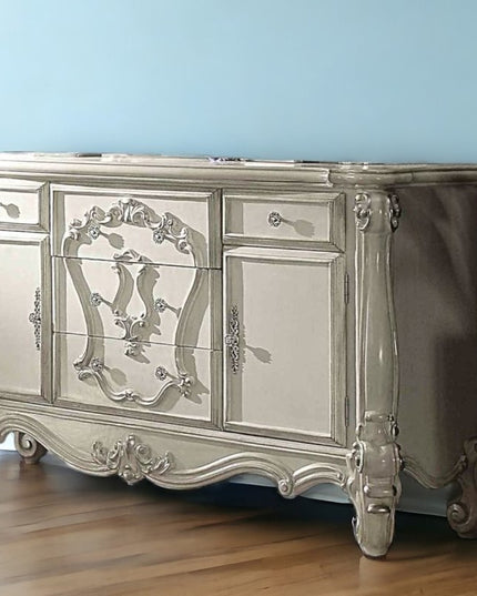 70" Bone White Solid Wood Six Drawer Combo Dresser