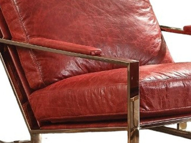 29" Red and Gold Top Grain Leather Arm Chair