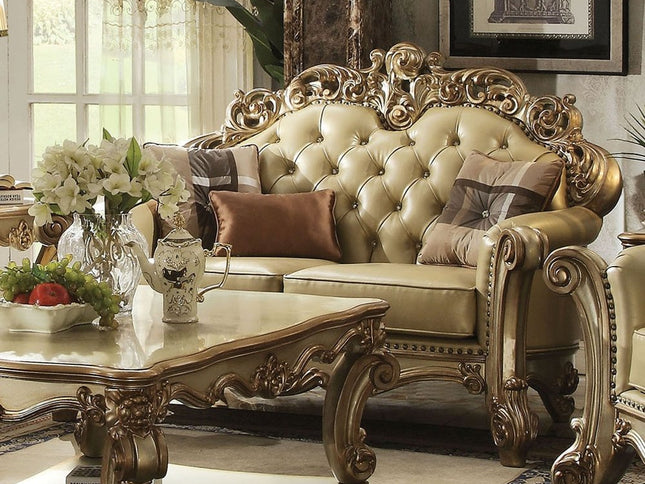 69" Ivory Chesterfield Loveseat and Toss Pillows