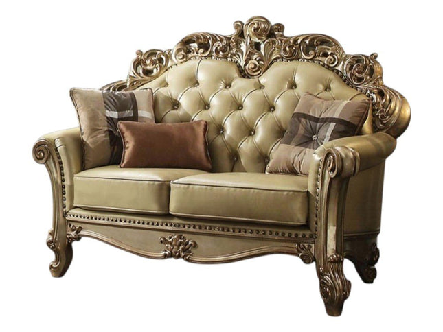 69" Ivory Chesterfield Loveseat and Toss Pillows