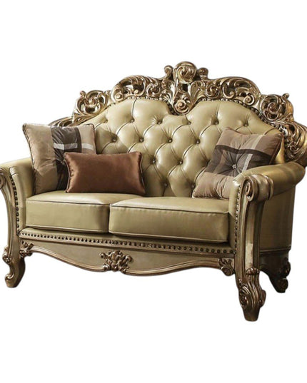 69" Ivory Chesterfield Loveseat and Toss Pillows