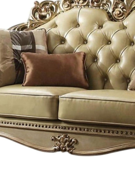 69" Ivory Chesterfield Loveseat and Toss Pillows