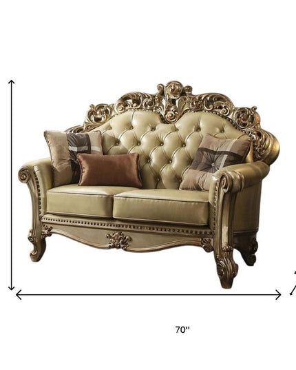 69" Ivory Chesterfield Loveseat and Toss Pillows