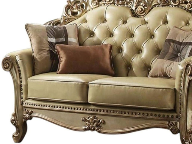 69" Ivory Chesterfield Loveseat and Toss Pillows