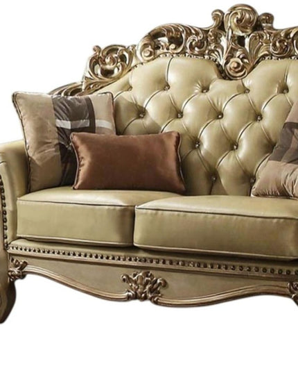 69" Ivory Chesterfield Loveseat and Toss Pillows