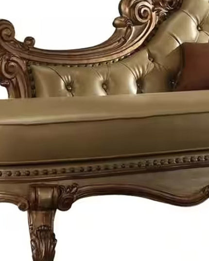 81" Bone and Pearl Faux Leather Tufted Lounge Chair And Toss Pillows