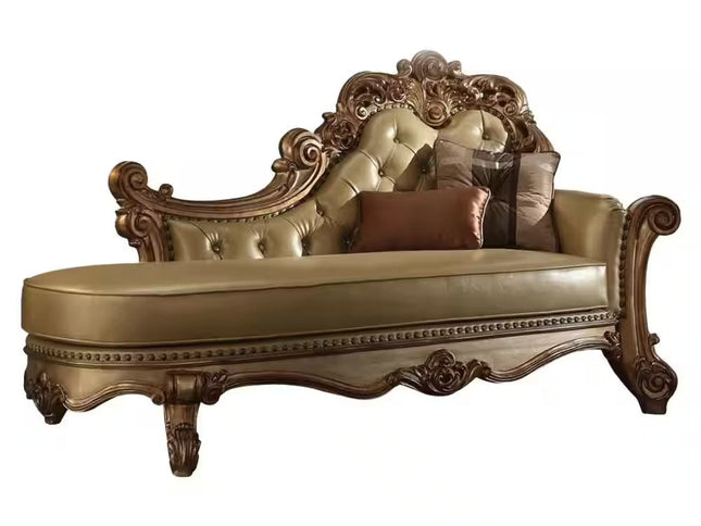 81" Bone and Pearl Faux Leather Tufted Lounge Chair And Toss Pillows