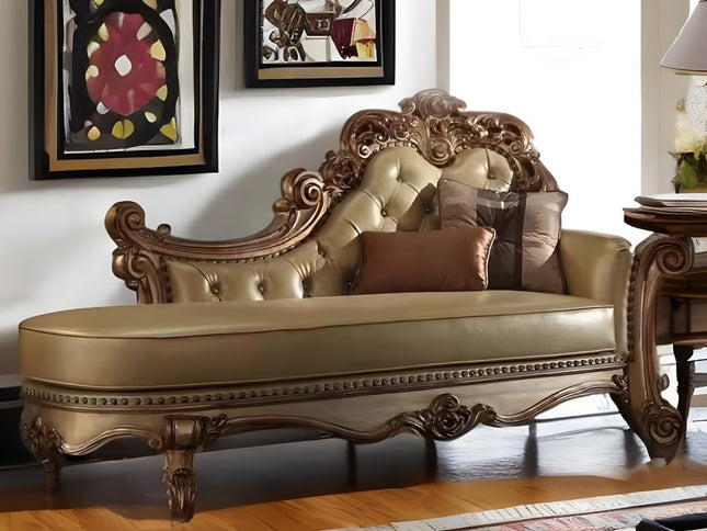 81" Bone and Pearl Faux Leather Tufted Lounge Chair And Toss Pillows