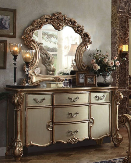 71" Gold Solid Wood Dresser