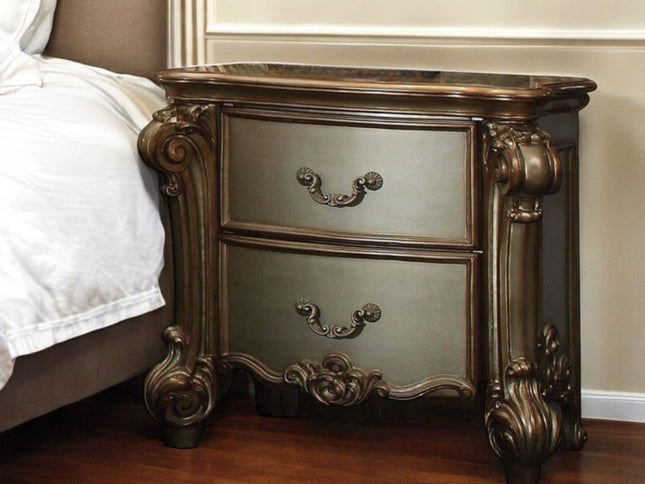 30" Bone Wood Two Drawer Nightstand