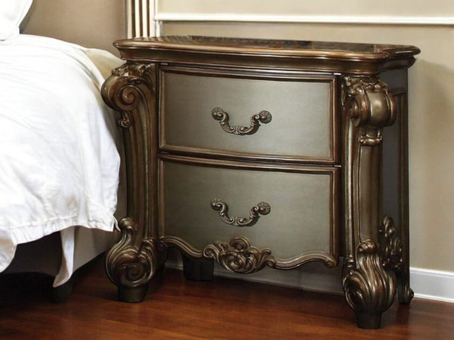 30" Bone Wood Two Drawer Nightstand