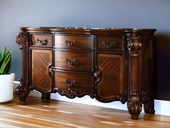 71" Solid Wood Five Drawer Dresser