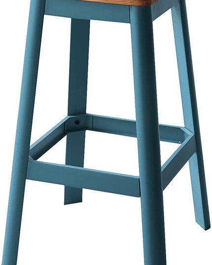 30" Wood Brown And Green Solid Wood And Metal Counter Height Bar Chair