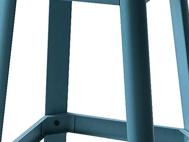 30" Wood Brown And Green Solid Wood And Metal Counter Height Bar Chair