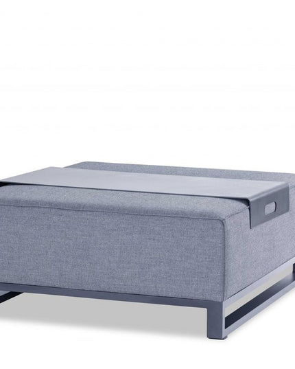 40" Gray Linen Cocktail Ottoman