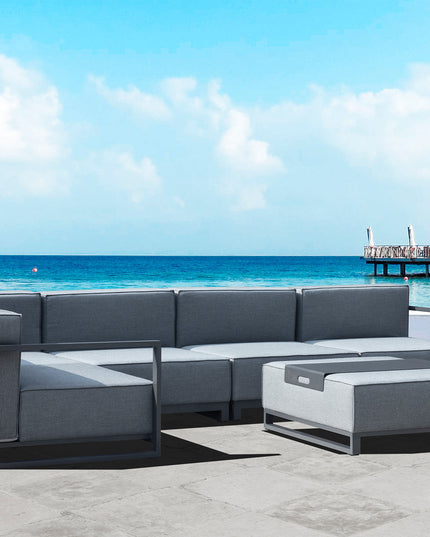 40" Gray Linen Cocktail Ottoman