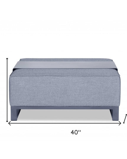 40" Gray Linen Cocktail Ottoman