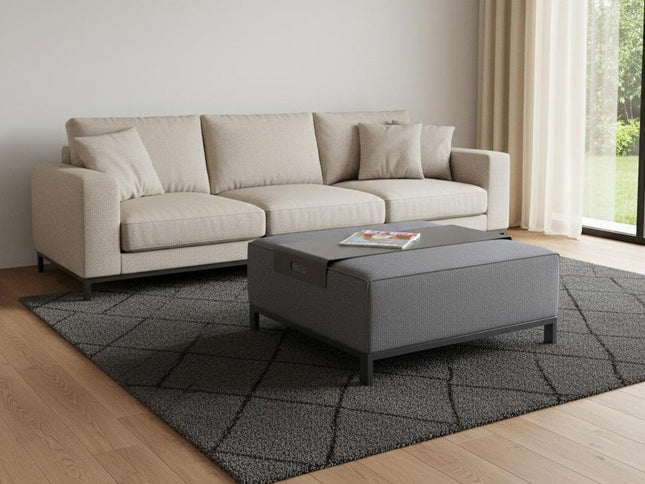 40" Gray Linen Cocktail Ottoman