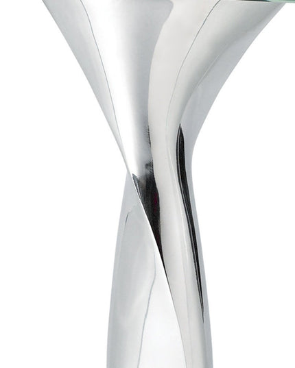 14" Clear Cylinder Aluminum And Crystal Glass Table Vase