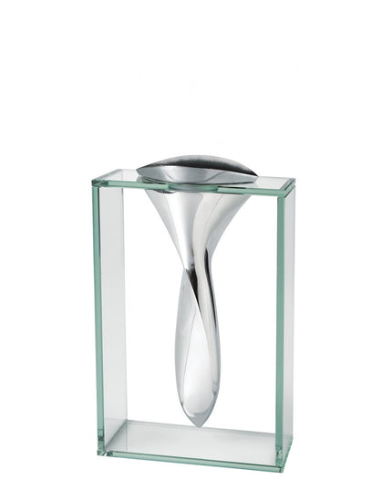 14" Clear Cylinder Aluminum And Crystal Glass Table Vase