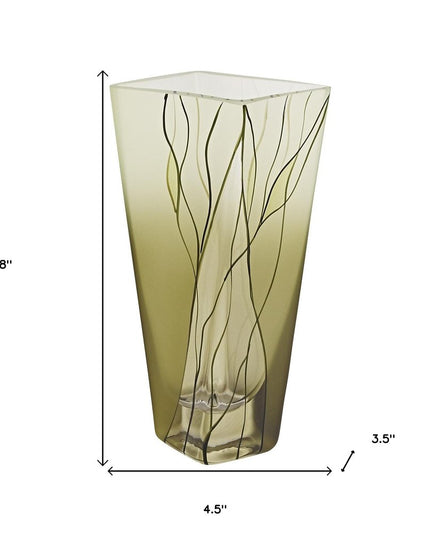 8" Green Cylinder Crystal Glass Table Vase