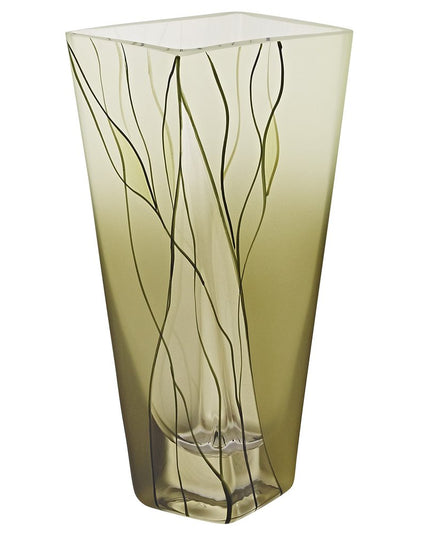 8" Green Cylinder Crystal Glass Table Vase