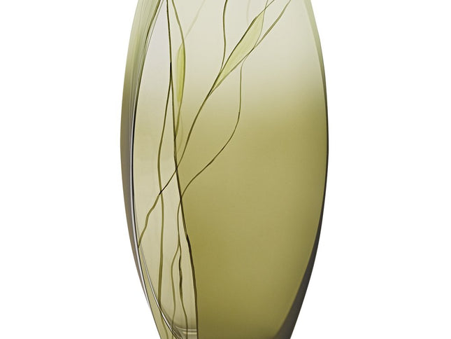 12" Green Abstract Lead Free Crystal Table Vase