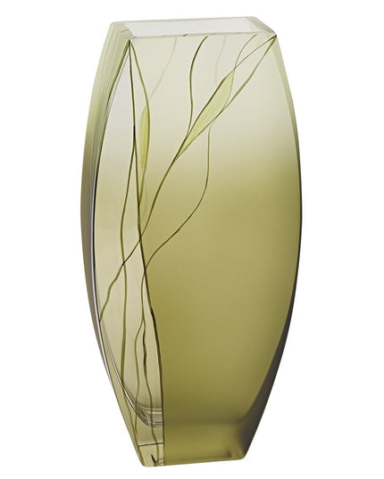 12" Green Abstract Lead Free Crystal Table Vase