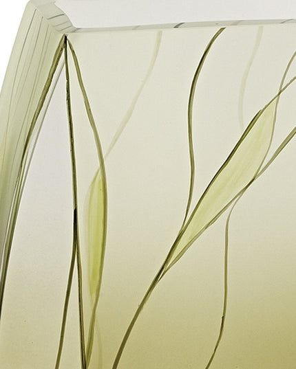 12" Green Abstract Lead Free Crystal Table Vase