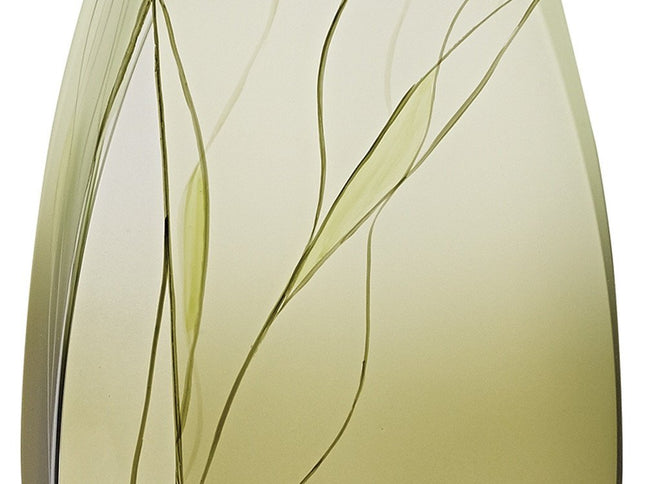 12" Green Abstract Lead Free Crystal Table Vase