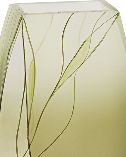 12" Green Abstract Lead Free Crystal Table Vase