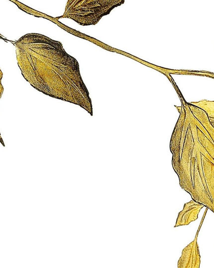 12" Clear And Gold Leaves Oval Crystal Glass Table Vase