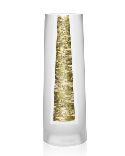 11" Clear And Gold Cylinder Lead Free Crystal Table Vase